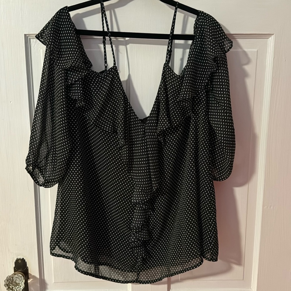 Olivia Grey Sheer Black  Women's Too with Spaghetti Straps and 3/4 Sleeves